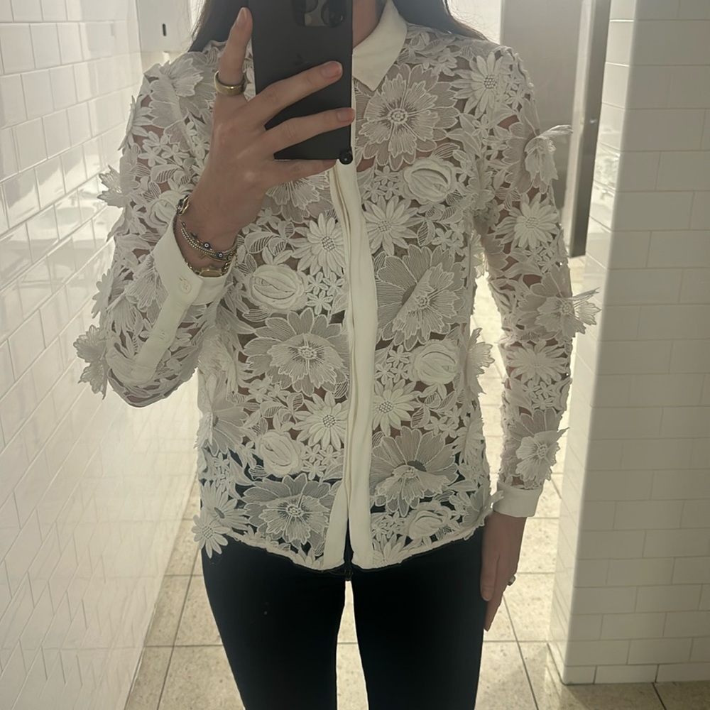 French connection floral top embroidery